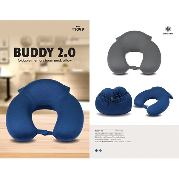 Foldable Memory Foam Travel Pillow Buddy 2.0