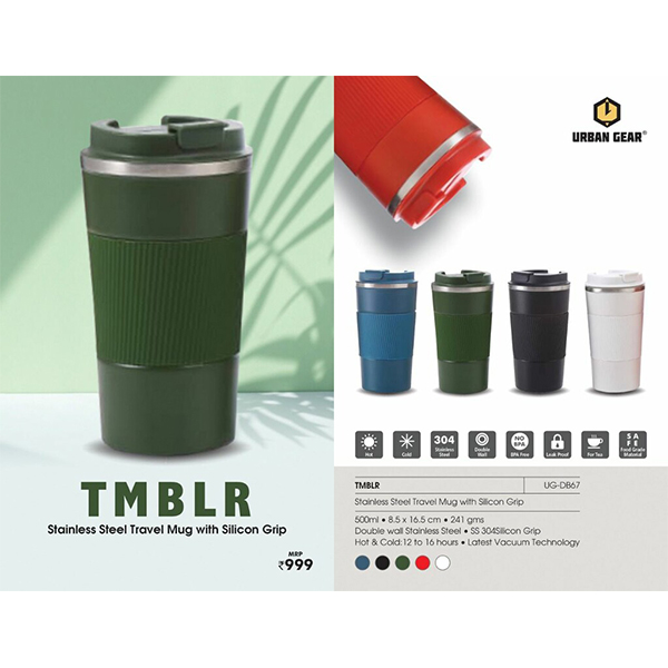 Stainless Steel Travel Mug With Silicon Grip (500Ml) Tmblr