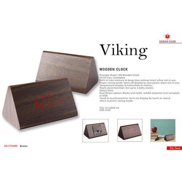 Wooden Table Clock Viking
