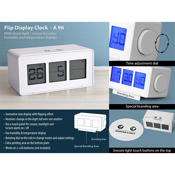A96 – Flip Display Clock With Touch Light / Snooze Function