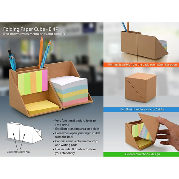 B47 – Folding Paper Cube (With Memopad And Tumbler)