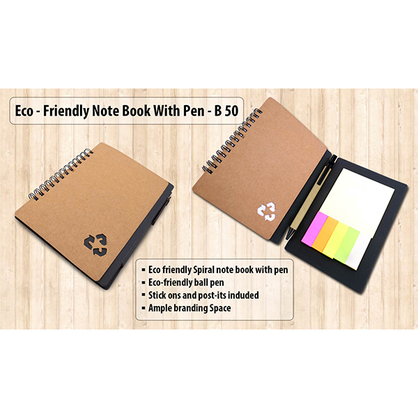 B50 – Eco Notebook With Pen And Sticky Pads