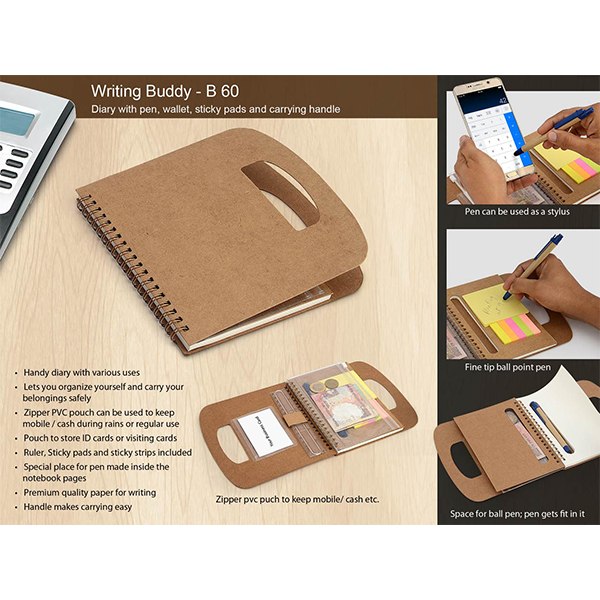 B60 – Writing Buddy: Diary With Pen, Wallet, Sticky Pads And Carrying Handle