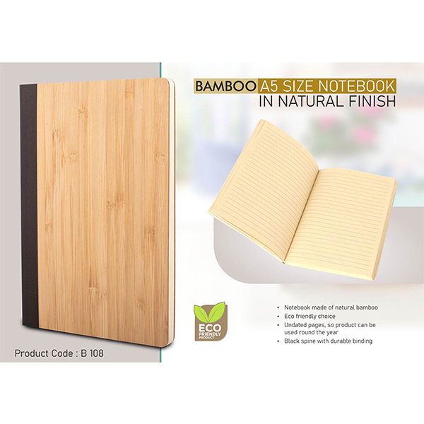 B107 – Bamboo A5 Size Notebook In Natural Finish