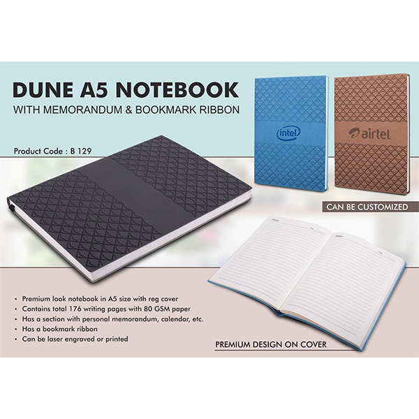 B129 – Dune A5 Notebook With Memorandum & Bookmark Ribbon