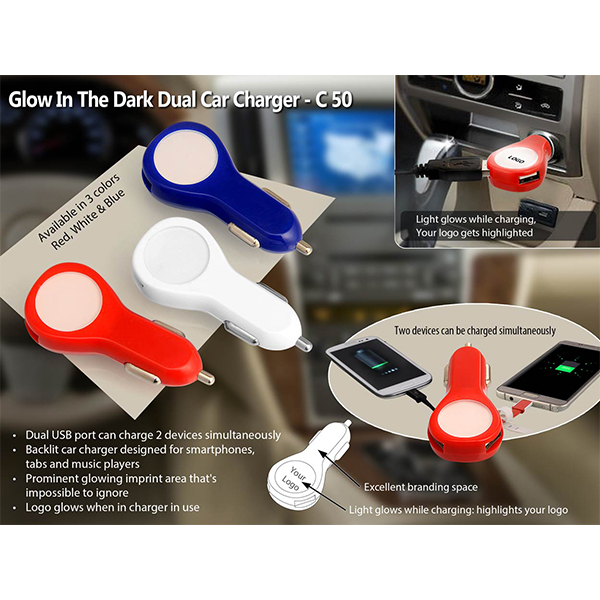 C50 – Glow In The Dark Dual Car Charger