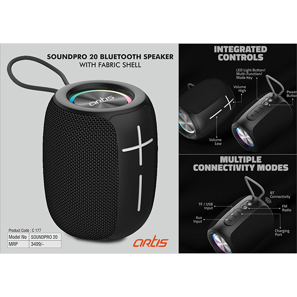C177 – Artis Soundpro 20 Bluetooth Speaker With Fabric Shell