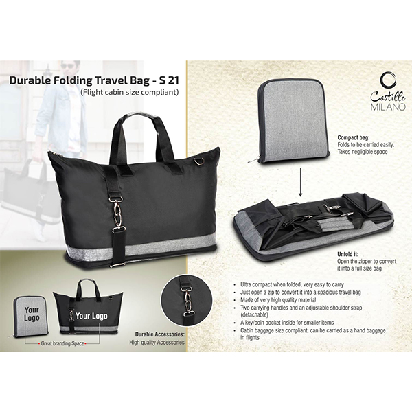 S21 – Durable Folding Travel Bag (Flight Cabin Size Compliant)