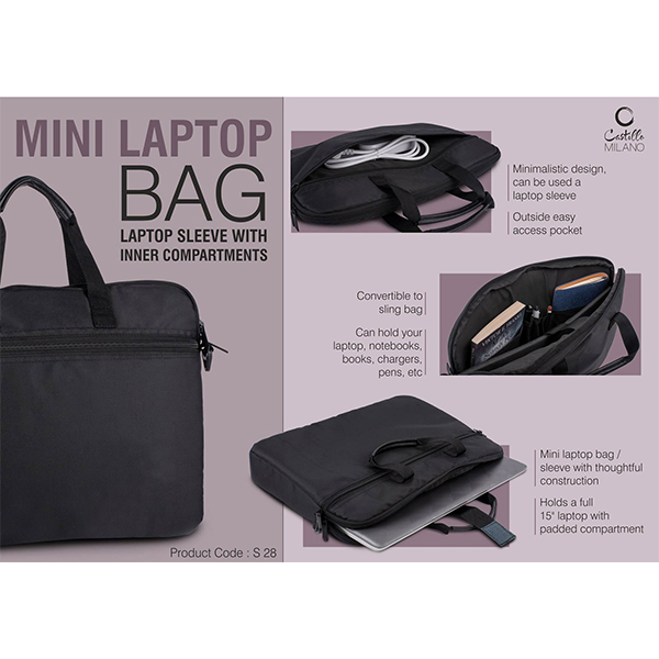 S28 – Mini Laptop Bag / Laptop Sleeve With Inner Compartments