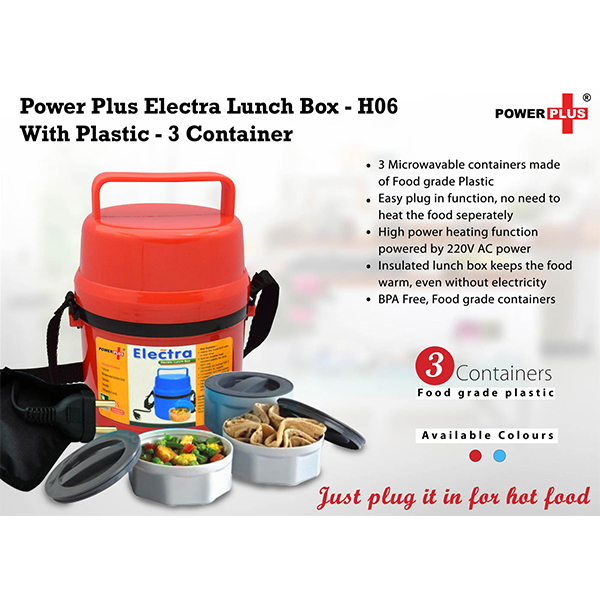 H06 – Power Plus Electra Lunch Box Plastic- 3 Container