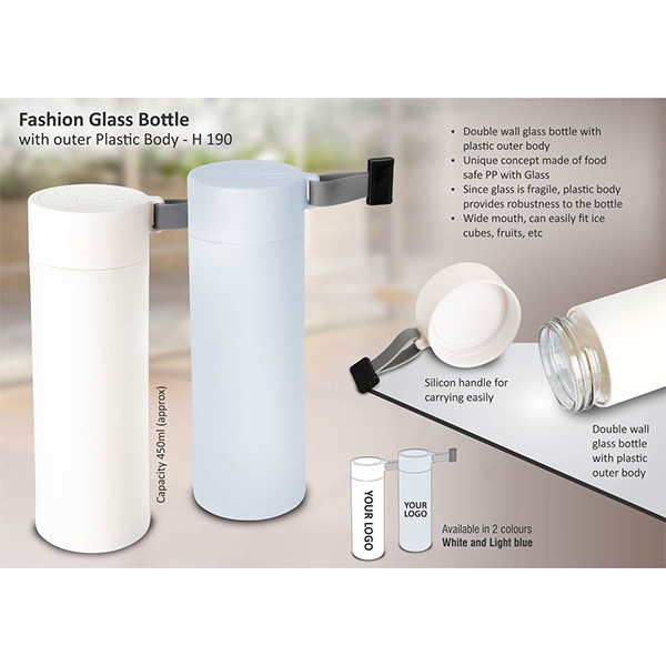 H190 – Fashion Glass Bottle With Outer Plastic Body