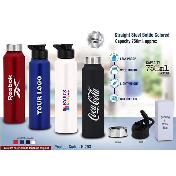 H203 – Straight Steel Bottle Colored | Capacity 750Ml Approx