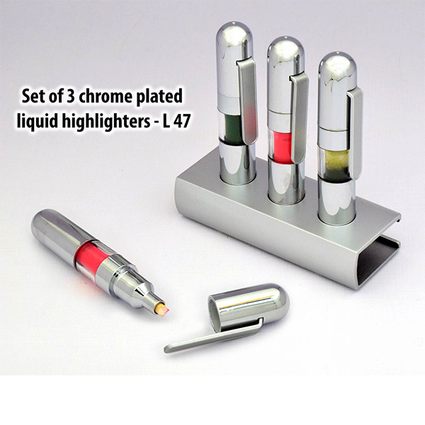 L47 – Set Of 3 Chrome Plated Liquid Highlighters