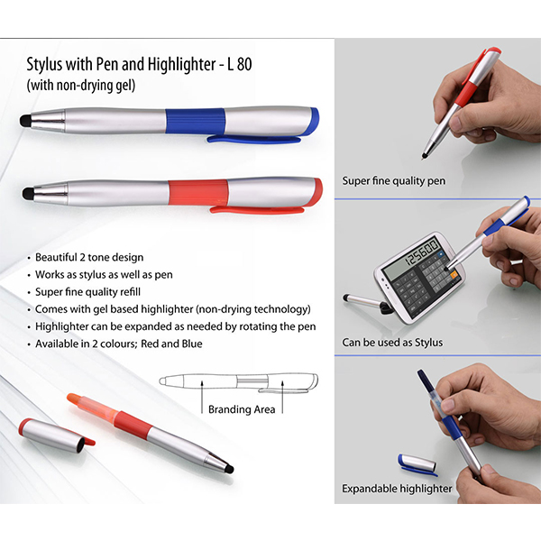 L80 – Stylus Pen With Non-Drying Gel Highlighter
