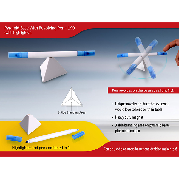 L90 – Pyramid Stand With Revolving Pen & Highlighter