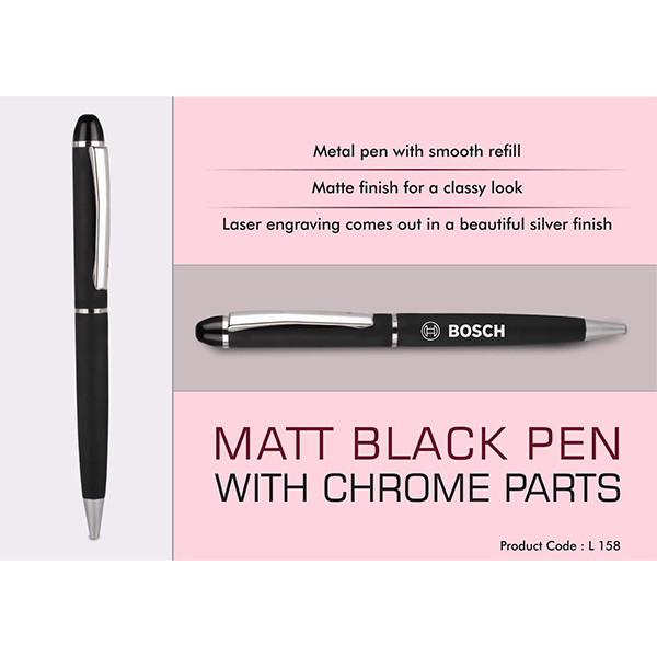 L158 – Matt Black Pen With Chrome Parts