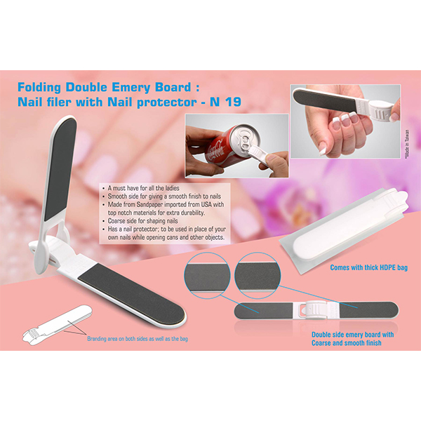 N19 – Folding Double Emery Board : Nail Filer With Nail Protector