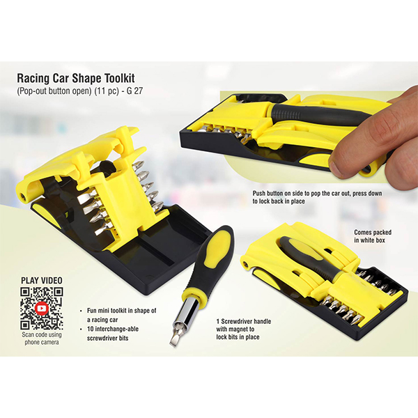 G27 – Racing Car Shape Toolkit (Pop-Out Button Open) (11 Pc)