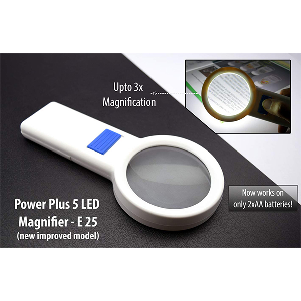 E25 – Power Plus 5 Led Magnifier (New Model) (Works On 2Xaa Batteries Only)
