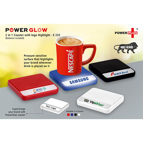 E233 – Powerglow Coaster With Logo Highlight (Batteries Included)