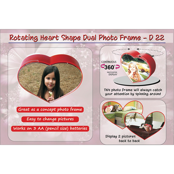 D22 – Rotating Heart Shape Dual Photo Frame