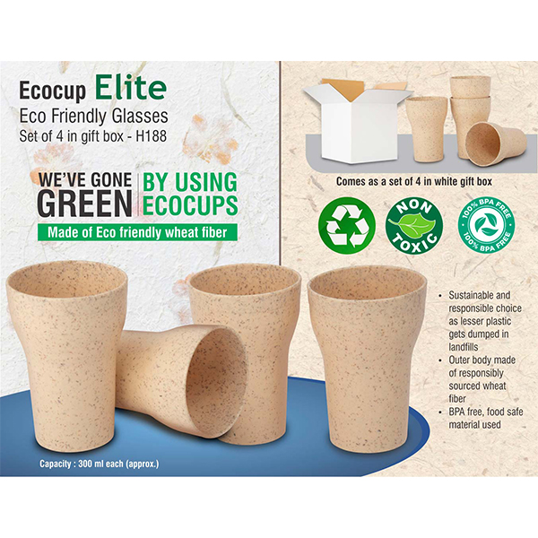 H188 – Ecocup Elite: Eco Friendly Glasses | Set Of 4 In Gift Box