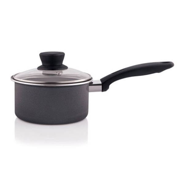 The Chef Story Everyday Series Non Stick Sauce Pan With Glass Lid, Grey