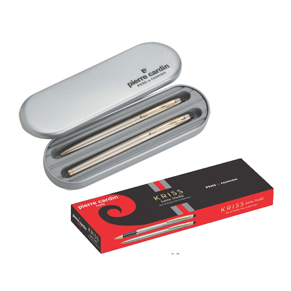 Kriss Satin Nickle Set Of Ball Pen And Roller Pen