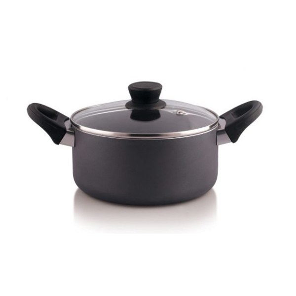 The Chef Story Everyday Series Non Stick Casserole 22Cm With Glass Lid, Grey