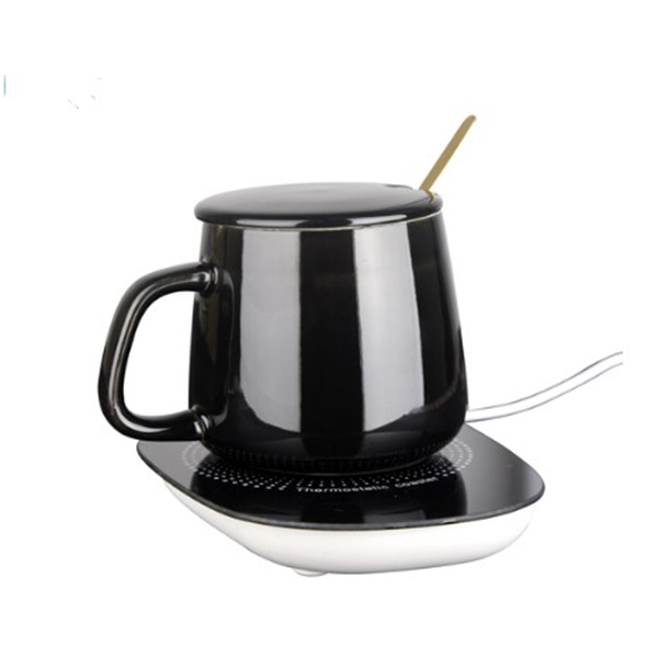 Ek2512 Black Ceramic Cup Set With Warmer 380Ml