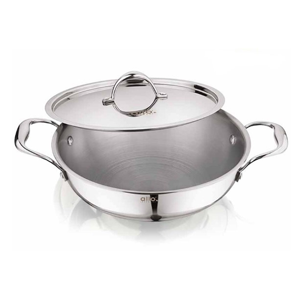 4L Allo Cooksafe Triply Stainless Steel Kadhai With Stainless Steel Lid