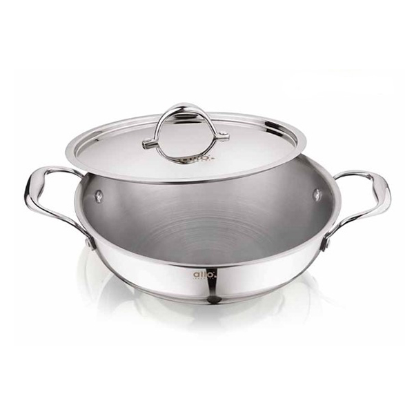 3L Allo Cooksafe Triply Stainless Steel Kadhai With Stainless Steel Lid