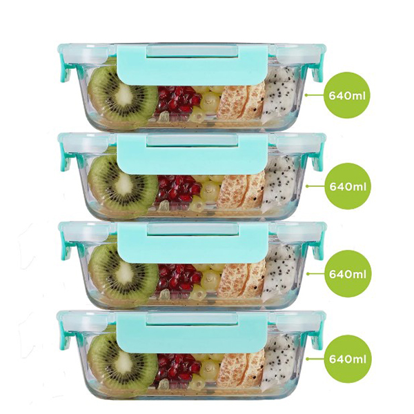 640Ml X 4 Allo Foodsafe Microwave Oven Safe Glass Container