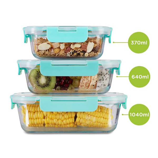 370Ml, 640Ml, 1040Ml Allo Foodsafe Microwave Oven Safe Glass Container