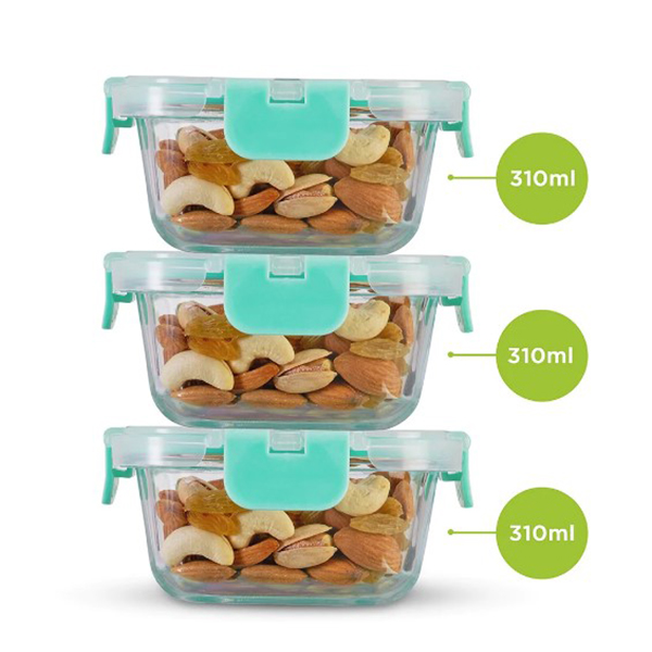 310Ml X 3 Allo Foodsafe Microwave Oven Safe Glass Container