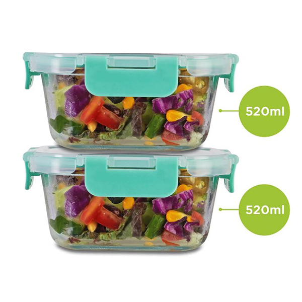 520Ml X 2 Allo Foodsafe Microwave Oven Safe Glass Container