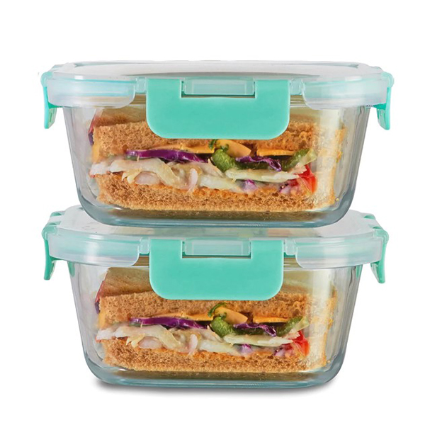 800Ml X 2 Allo Foodsafe Microwave Oven Safe Glass Container