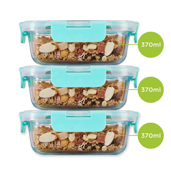 370Ml X 3 Allo Foodsafe Microwave Oven Safe Glass Container