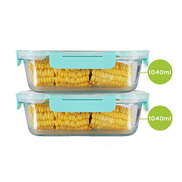 1040Ml X 2 Allo Foodsafe Microwave Oven Safe Glass Container