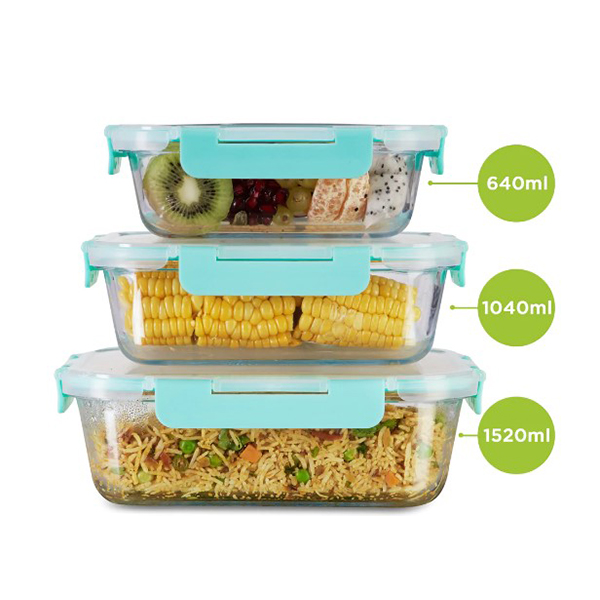 640Ml, 1040Ml, 1520Ml Allo Foodsafe Microwave Oven Safe Glass Container