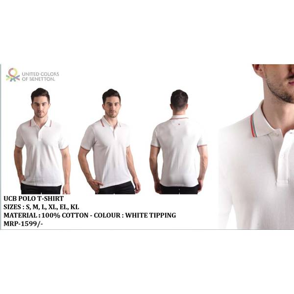 Ucb Polo Cotton Tipping T-Shirt White
