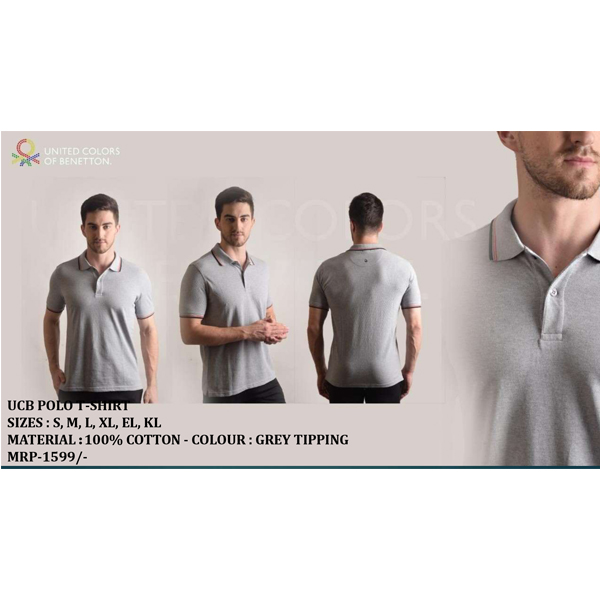 Ucb Polo Cotton Tipping T-Shirt Grey
