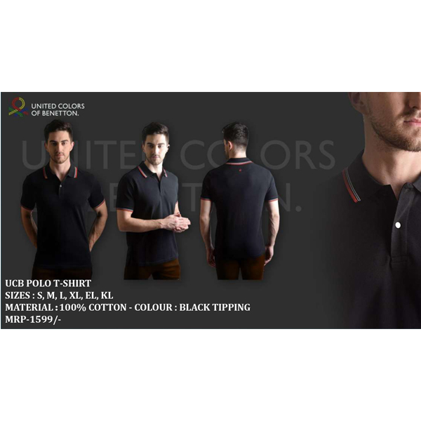 Ucb Polo Cotton Tipping T-Shirt Black
