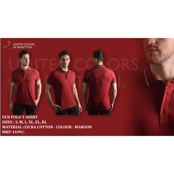 Ucb Polo Lycra Cotton Tipping T-Shirt Maroon