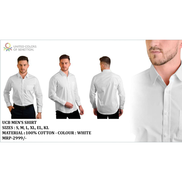 Ucb Men’S 100% Cotton Shirt White