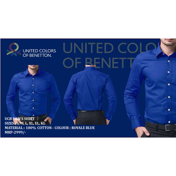 Ucb Men’S 100% Cotton Shirt Royale Blue