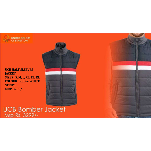 Ucb Half Sleeves Bomber Jacket Red & White 
Strips