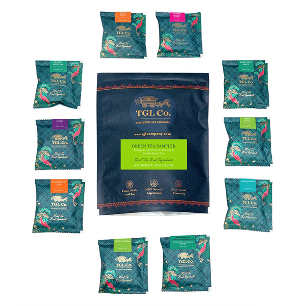 Green Tea Sampler Box - 10 Tea Bags Box 100 Grams