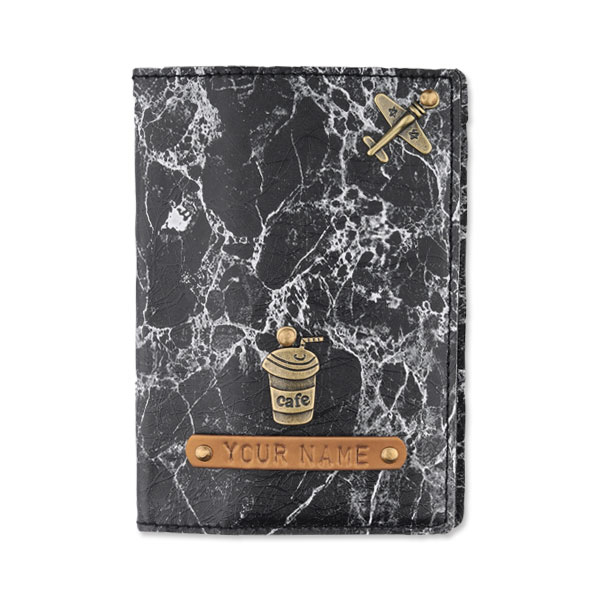 Personalized Passport Cover – Black Marble
