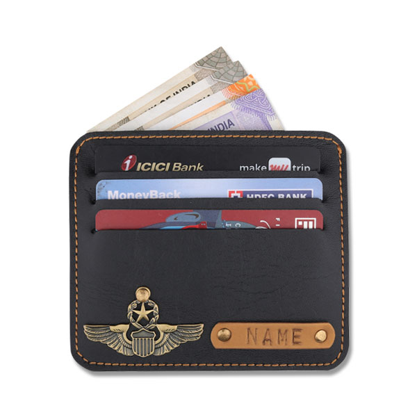 Personalized Leather Card Wallet – Black